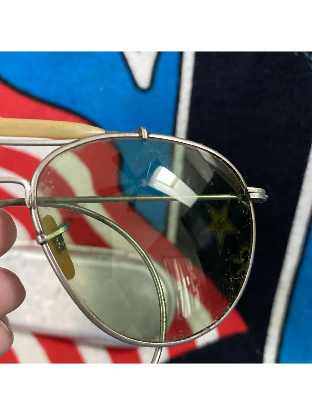 USA Vintage Aviator WWII Bausch & Lomb Army Navy Sunglasses Engraved Case Pilot